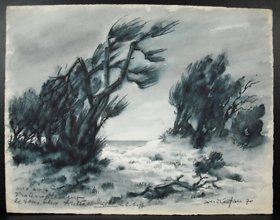 André Fau (1896-1982) ink and wash Gabriel Ferrier Montmartre Paris France