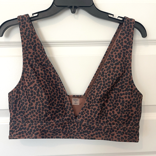 Old Navy Womens V-Neck Longline Plunge Bikini Animal Print Swim Top Size XL