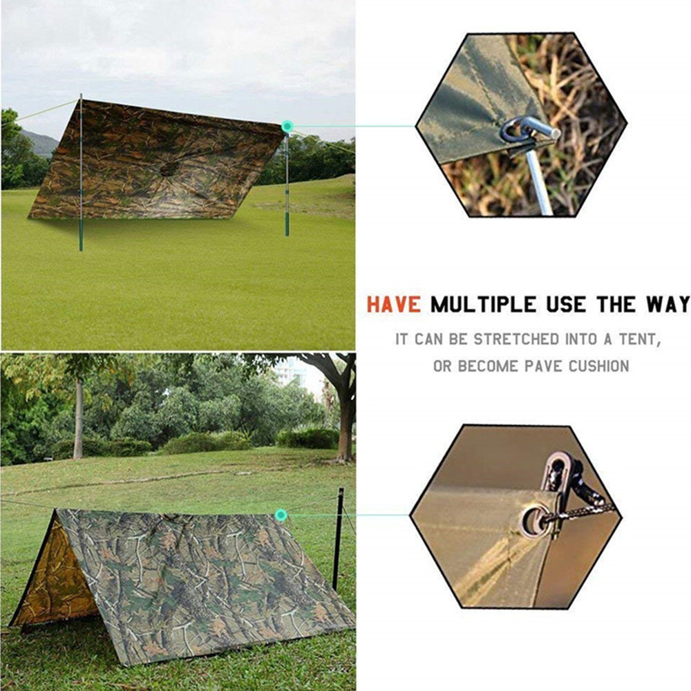 Military Tactical Poncho - Waterproof & Multipurpose, Use As Rain Poncho, Shelter, Or Tarp
