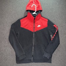 Nike Just Do It Fleece Black And Red Hoodie Boys Xl