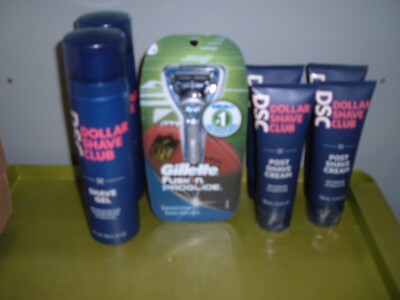 1 Gillette Fusion Proglide Razor 2 Dollar Shave Club Gel 4 Post Shave Cream Aloe