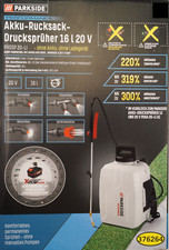 Parkside batteria zaino spruzzatore a pressione 16L siringa posteriore spruzzatore piante siringa