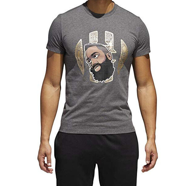 Мужская футболка с логотипом Adidas Harden Geeked Up серого цвета - Размер маленький