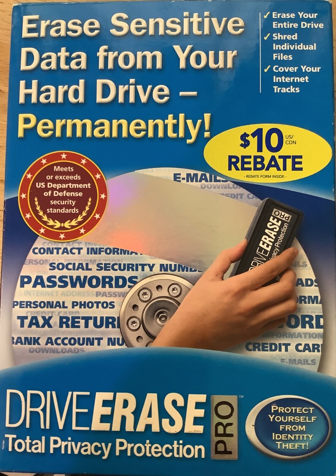 DRIVEERASE PRO Total Privacy Protection NEW Erase Hard Drive Data DRIVE ERASE