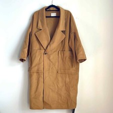 Nwt Dept. Anonym 100% Wool Oversized Single Button Midi Ribbon Overcoat