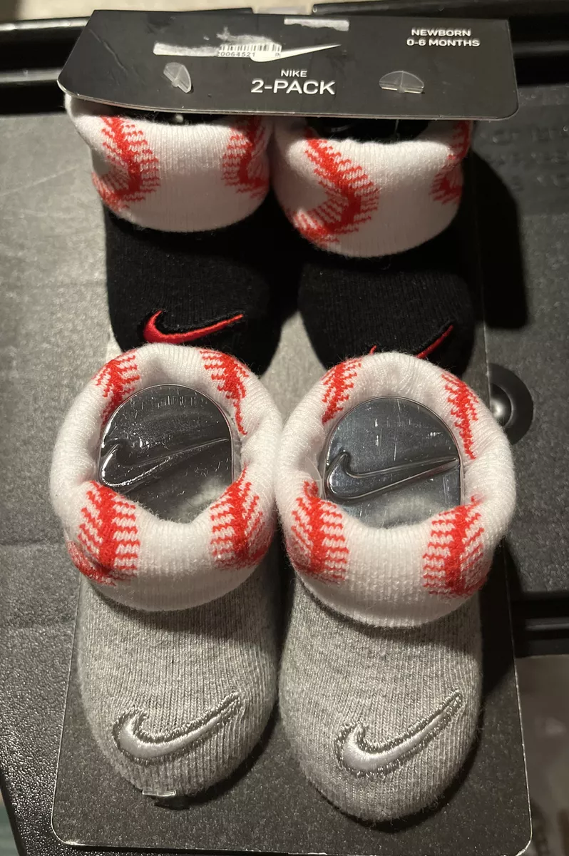 NEW 2 PAIRS PACK NIKE NEWBORN INFANT BOOTIES 0 6 MONTHS Black And Grey