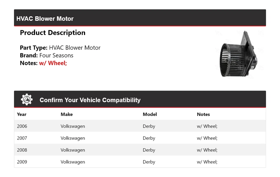 Мотор вентилятора для 2006-2009 Volkswagen Derby 4 сезона 2007 2008 - Изображение 2 из 4