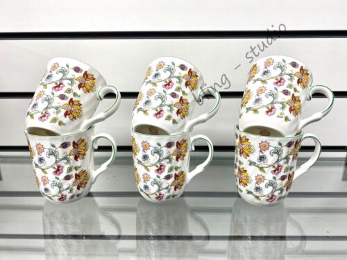 Minton Coffee Mug Green Line Full Decoration Scallop Set of 6 Fine Bone China - Picture 3 of 8