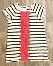 Baby Gap Pink Lace Navy Blue & White Striped Short Sleeved Dress Size 18-24 Mo
