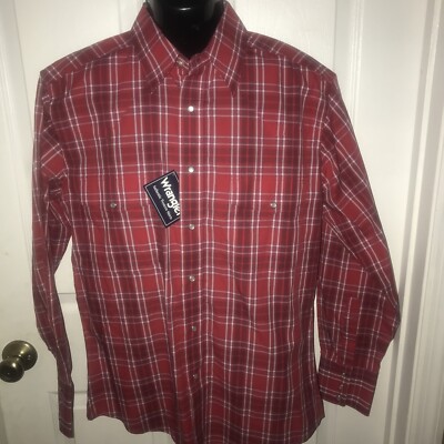 Wrangler Authentic Western Shirt Long Sleeve Size Medium Pearl