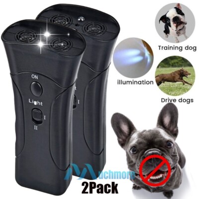 2Pack Ultrasonic Anti Dog Barking Trainer LED Gentle Chaser Pet Harmless Sonics