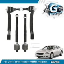 4pcs For 2013-2019 Nissan Altima Maxima Sedan Front Inner and Outer Tie Rod Ends