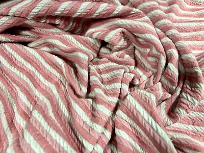 Stretch Doppeljersey Strickwaren Stoff, pro Meter - Streifen - rosa & weiß