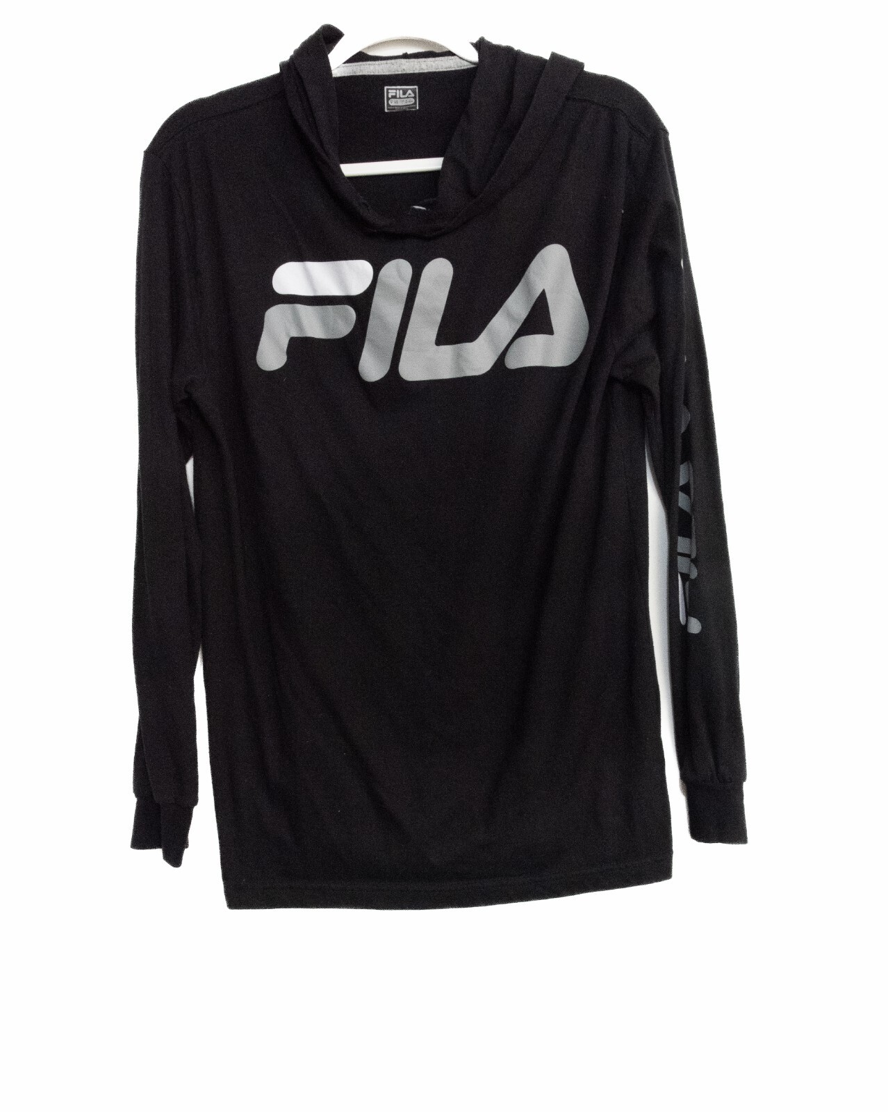 Fila Felpa Uomo Nera con Cappuccio Stampa Grafica Pullover Manica Lunga Activewear Cotone M