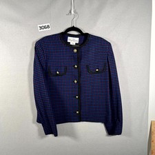 Vintage Vibrant Oleg Cassini Tweed Jacket Womens Multicolor Plaid (* Read Size)