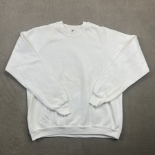 Jerzees Blank Sweatshirt Mens XL White Vintage Made in USA Raglan Crewneck 90s