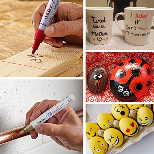  Permanent Paint Markers Pens - 3 Pack Oil Based Paint Pens, Medium Tip, Black