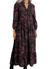 SeaSalt Womens Engleheart Midi Dress size 18 Cotton Waisted Pockets Tier Purple