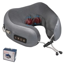 Neck Pillow Massager with Heat U-Shaped Memory Foam Pillow Travel Neck Pillow...