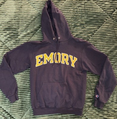 VTG Champion ~ Emory Navy Blue Hoodie ~ SMALL ~ 50% Cotton 50% Polyester