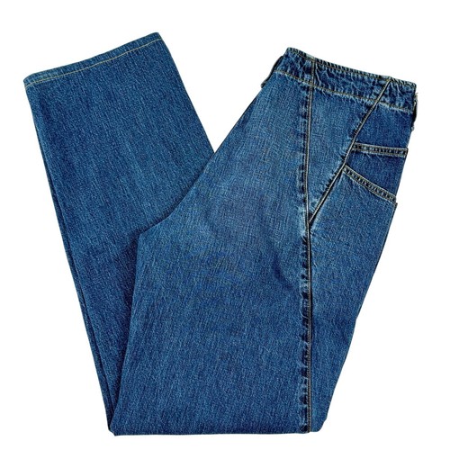 Rachel Comey Long Trigger High Rise Denim Jeans Straight Leg Angled Seams Sz 10 - Afbeelding 1 van 13