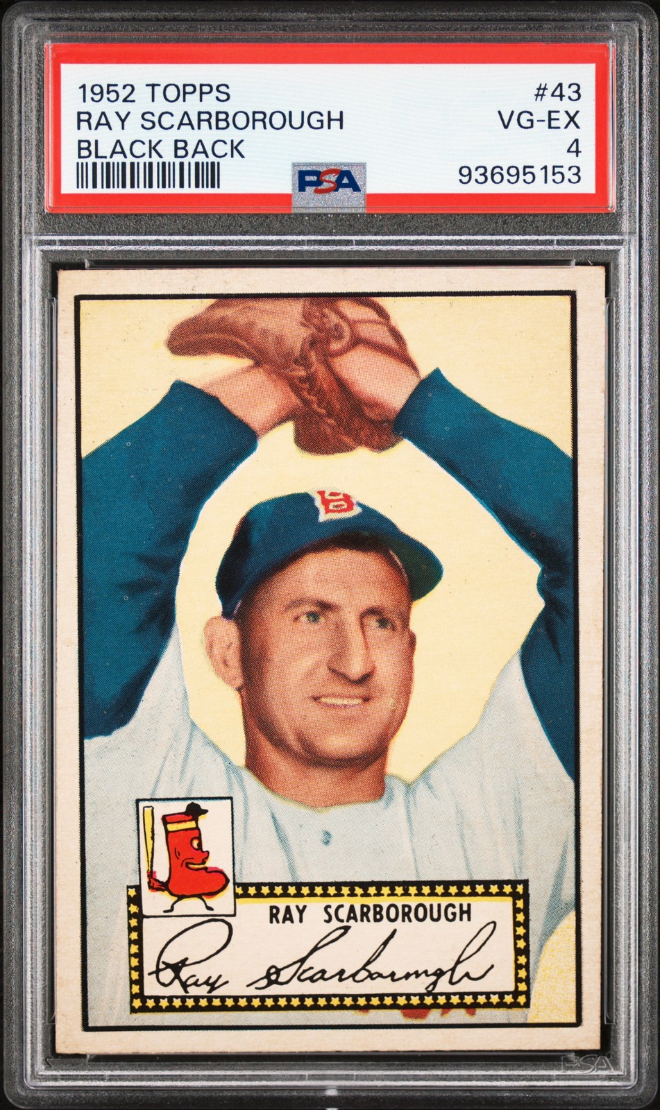 1952 TOPPS BLACK BACK #43 RAY SCARBOROUGH PSA 4