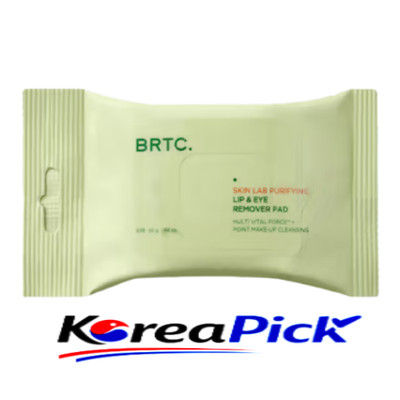 BRTC Skin Lab Lip & Eye Makeup Remover Pads 30 Sheets Waterproof