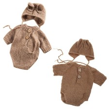 1 Set Knit Baby Hat Romper Set Newborn Photography Props Outfit Infant Clothing