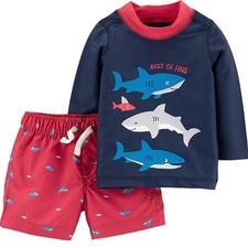 Carter's Rashguard Swimsuit Sharks Boys 3 months Baby