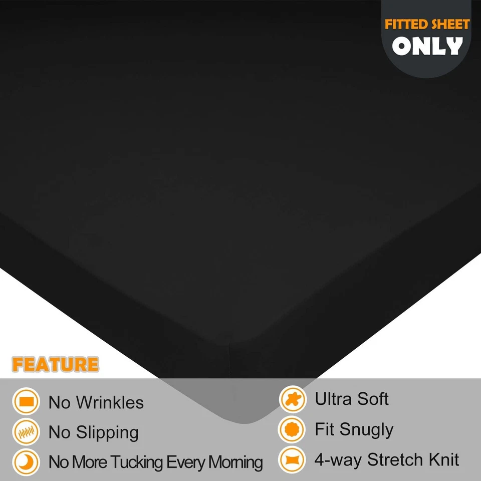 Sábana Ajustable Talla Queen Solo - Jersey Tejido Elástico 4 Vías, Acogedora Camiseta Suave, Foto 2 de 4