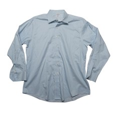 Brooks Brothers Shirt Mens 17 34/35 Blue Stripe Non-Iron Supima Cotton Dress
