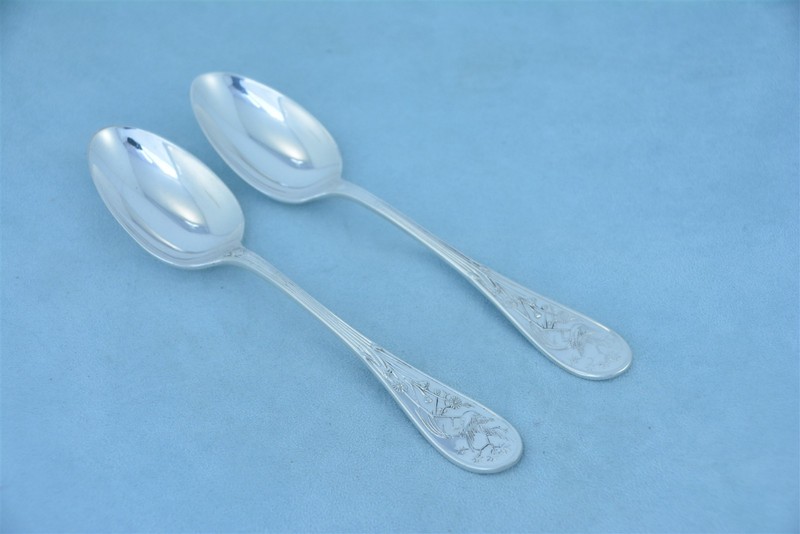 2 Tiffany Audubon Sterling Silver 6-1/4" Teaspoon No Monogram