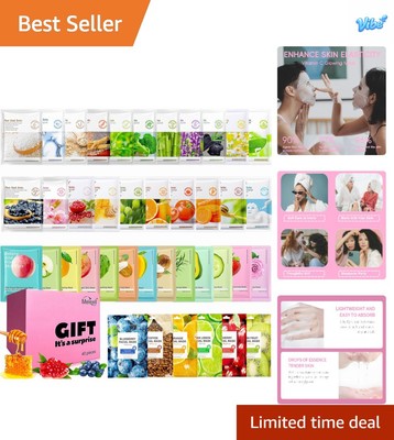 40-Pack Hydrating Collagen Face Masks for All Skin Types