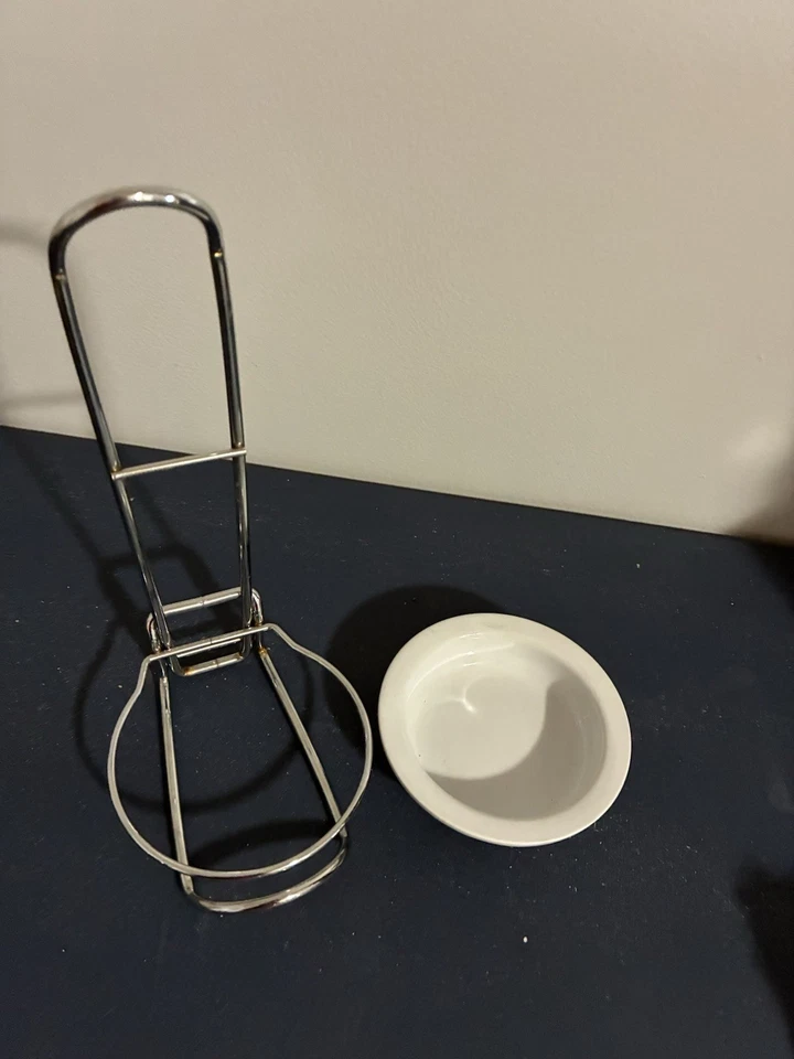 Pampered Chef Spoon Rest Standing Chrome & Ceramic Spoon Ladle Holder - Image 2 of 2