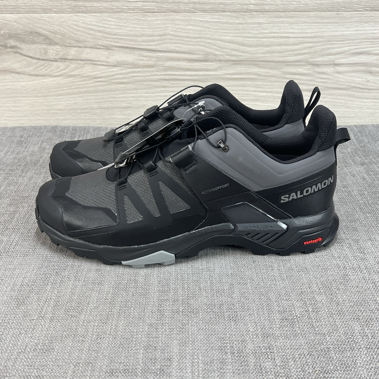 Scarpe da trekking Salomon X Ultra 4 WIDE GTX Gore Tex nere nuove da uomo larghe 12 5