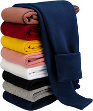 Girls Fleece Lined Leggings Winter Warm Basic Pants for Toddler Kids Full Leng