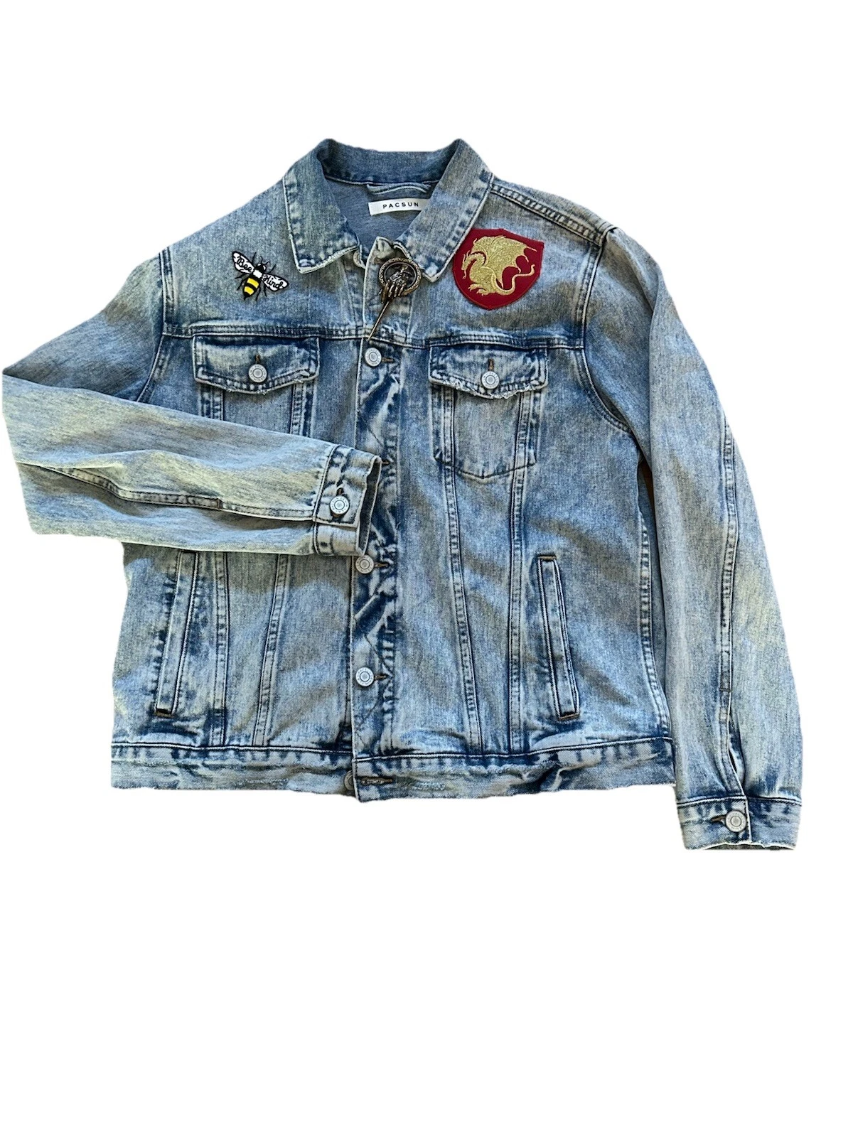 Pacsun Denim Jacket Street Wear Mens Medium Blue Jean Button Down Classic Adult