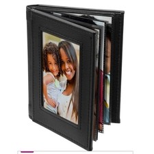 Black Faux Leather 4x6 Photo Album 24 Capacity Slip-in Brag Book