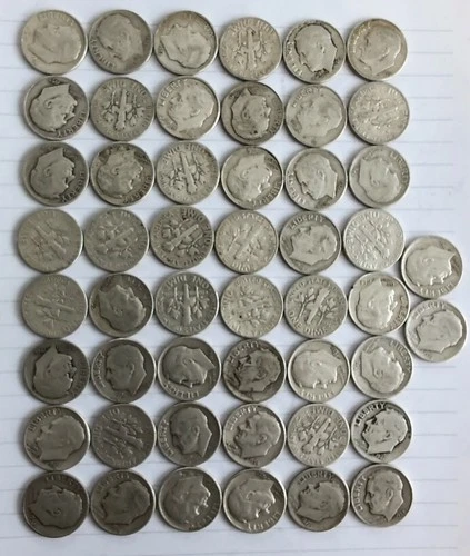Roosevelt Dimes Roll of 50 — 90% Silver DIMES 1946 to 1964 💰 APMEX JMBULLION