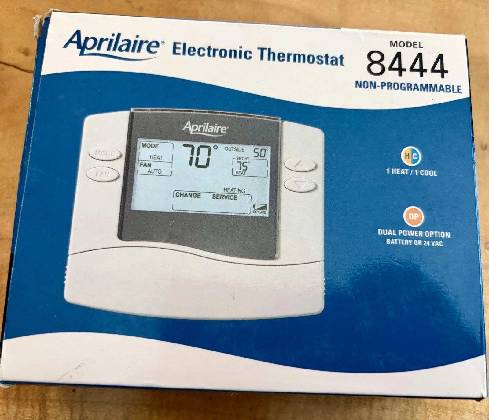 Aprilaire 8444 Electronic Non-Programmable Thermostat White Digital Display