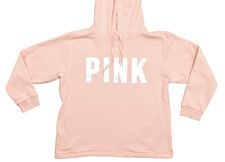 Victoria's Secret PINK Women's XL Pink Pullover Hoodie Silver Foil Graphic NWT