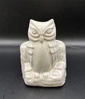 Vintage Frankoma Pottery #394 - Owl In Front Of Tree Trunk Planter - White Sand