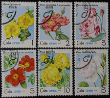 TIMBRES du 1CUBA - FLEURS - ROSES N°2140/2145 oblitéré CACHET à DATE