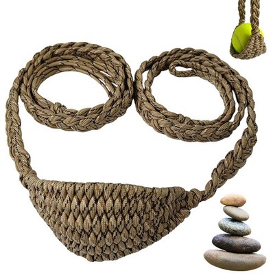 Paracord Balearic Shepherd Sling, 63 Inch Handcrafted Braided Slingshot, Roma...