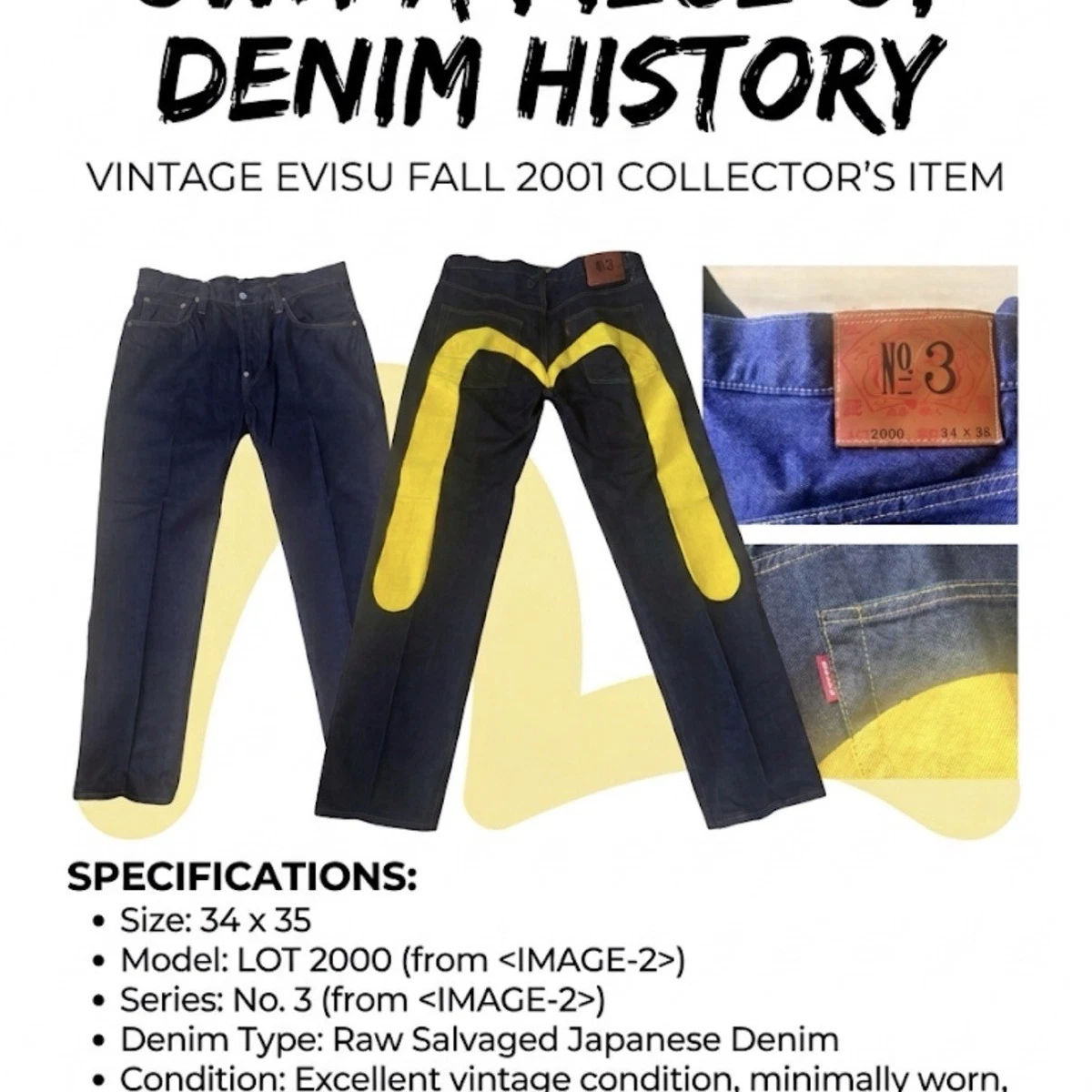 EVISU Men's 34 in Inseam Jeans for sale | eBay