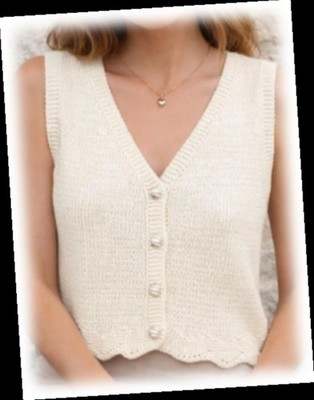 Strickmuster Damen 4-lagig Weste Trägertop gewellter Saum Größe 32 bis 58 Ins