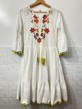 Women’s Tiered Midi Dress Size XS White Peasant Cottagecore Farm Boho Country