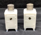 Adorable Vintage White Glass GE Miniature Refrigerator Salt & Pepper Shaker Set