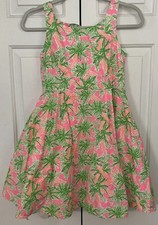 Lilly Pulitzer Girl's Dress 14 Palm Trees Full Skirted Gem w/ Artsy Trim STELLAR