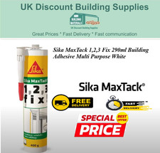 12 X  Sika MaxTack 1,2,3 Fix 290ml Building Adhesive Multi Purpose White
